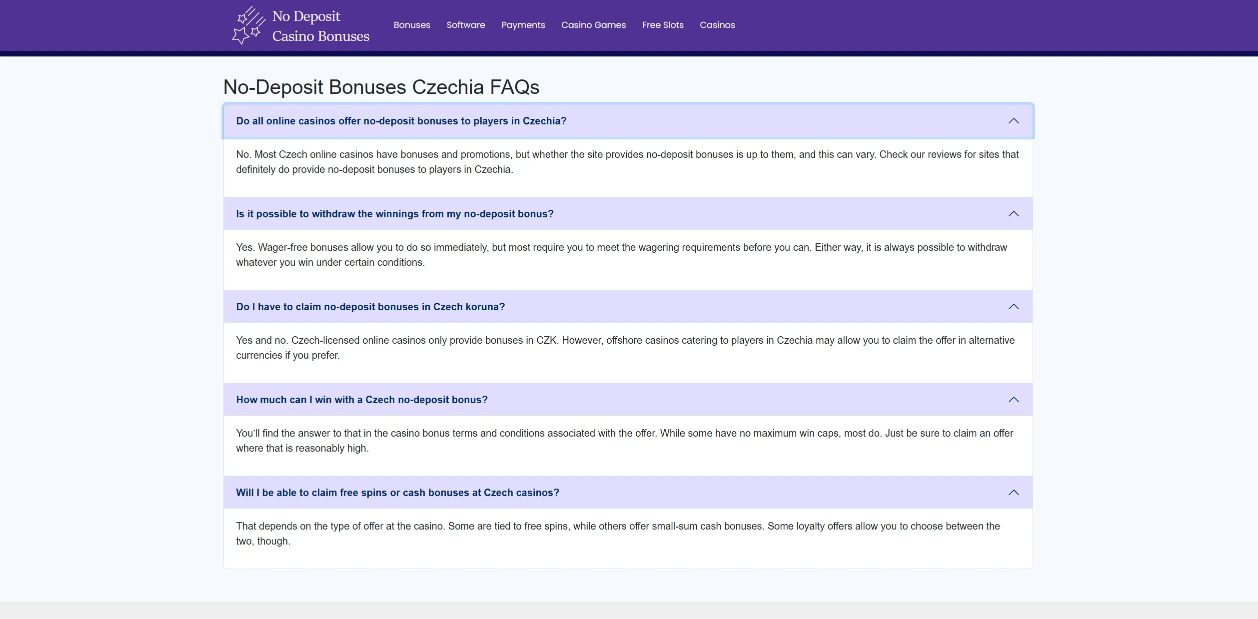 Screenshot of Nodepositcasinobonus.org - No Deposit Online Casinos in Czechia - No Deposit Casino Bonuses